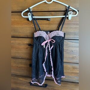 Victoria's Secret Black and Pink Chemise